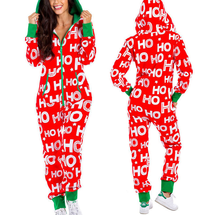 Women's Christmas Design Zip Up Onesie