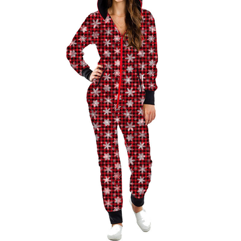 Women's Christmas Design Zip Up Onesie