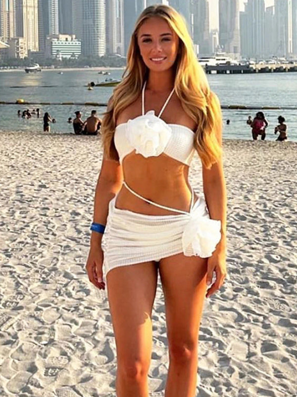 3 Piece Bikini Set with Floral Details