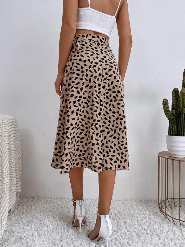Women's Asymmetric Wrap Print Mid Length Skirt