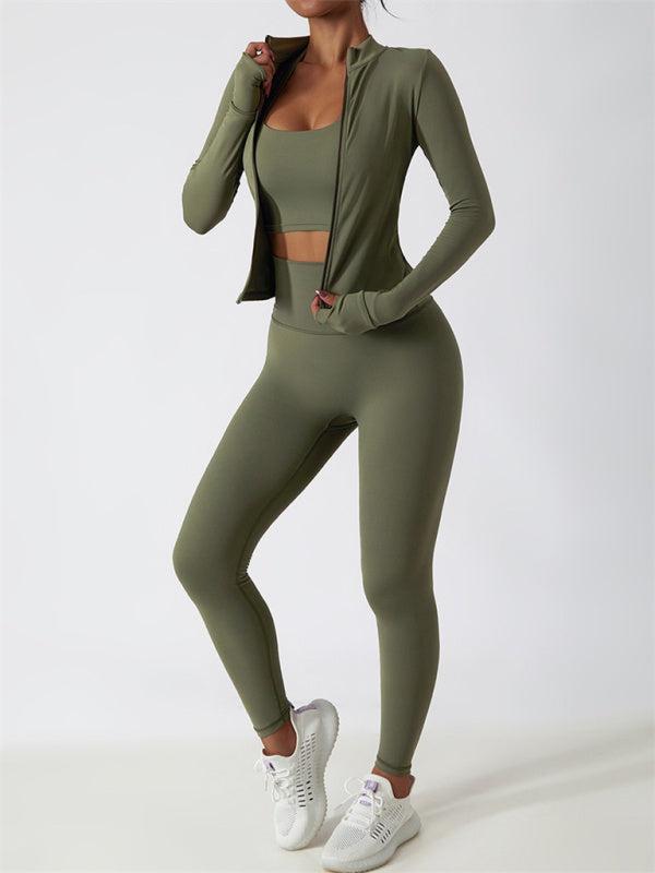 Women's Breathable Quick Drying Long Sleeved Zip Up Active Wear Top