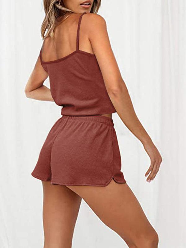 Women's Casual Camisole And Drawstring Shorts Set