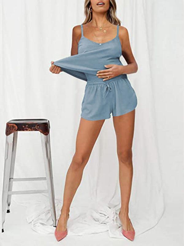 Women's Casual Camisole And Drawstring Shorts Set