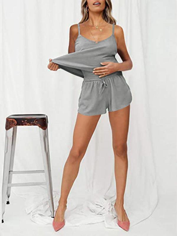 Women's Casual Camisole And Drawstring Shorts Set