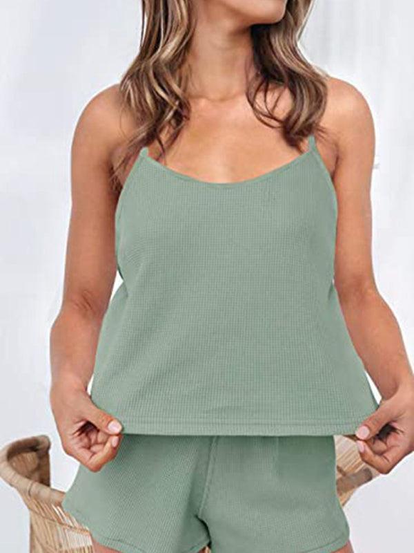 Women's Casual Camisole And Drawstring Shorts Set