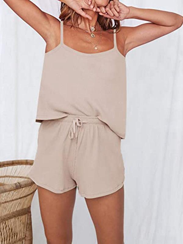 Women's Casual Camisole And Drawstring Shorts Set