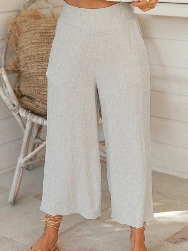 Women's Casual Tank Top With Matching Wide Leg Trousers