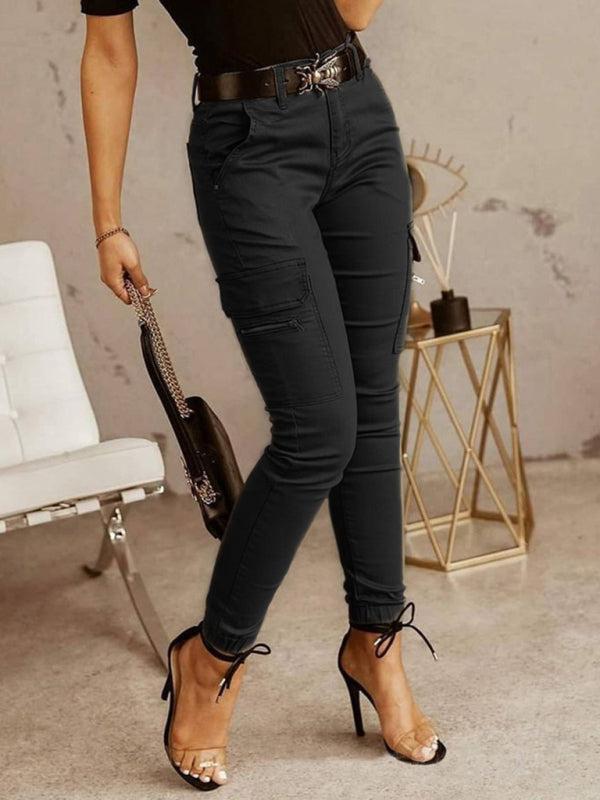 Women's Chic Ankle Cargo Trousers With Pockets
