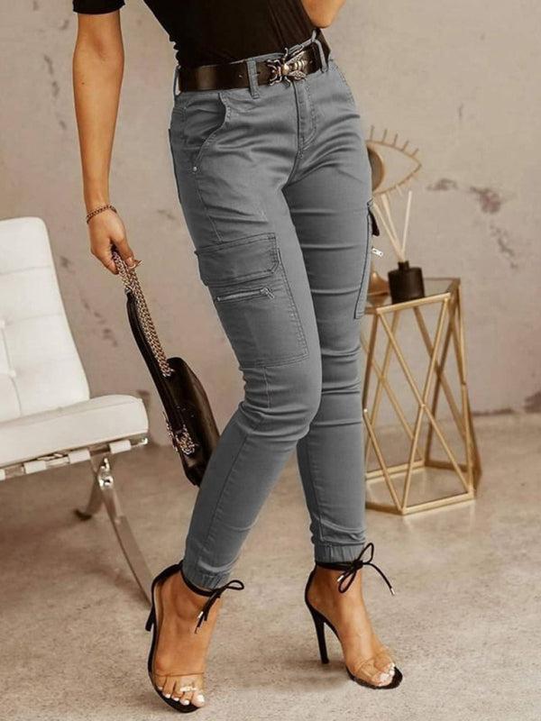 Women's Chic Ankle Cargo Trousers With Pockets