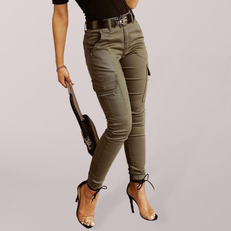 Women's Chic Ankle Cargo Trousers With Pockets