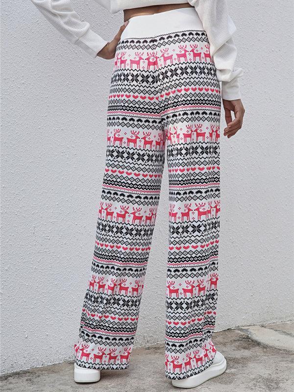 Women's Christmas Print Drawstring Casual Loungewear Trousers