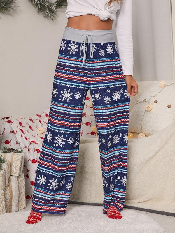 Women's Christmas Print Drawstring Casual Loungewear Trousers