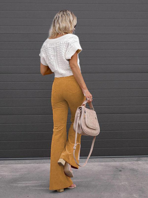 Women’s Corduroy Flare Leg High Waist Trousers