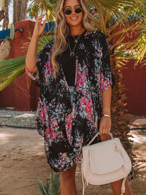 Women's Delicate Floral Design Beach Cover Up