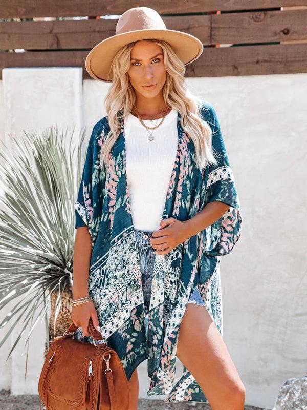 Women's Delicate Floral Design Beach Cover Up