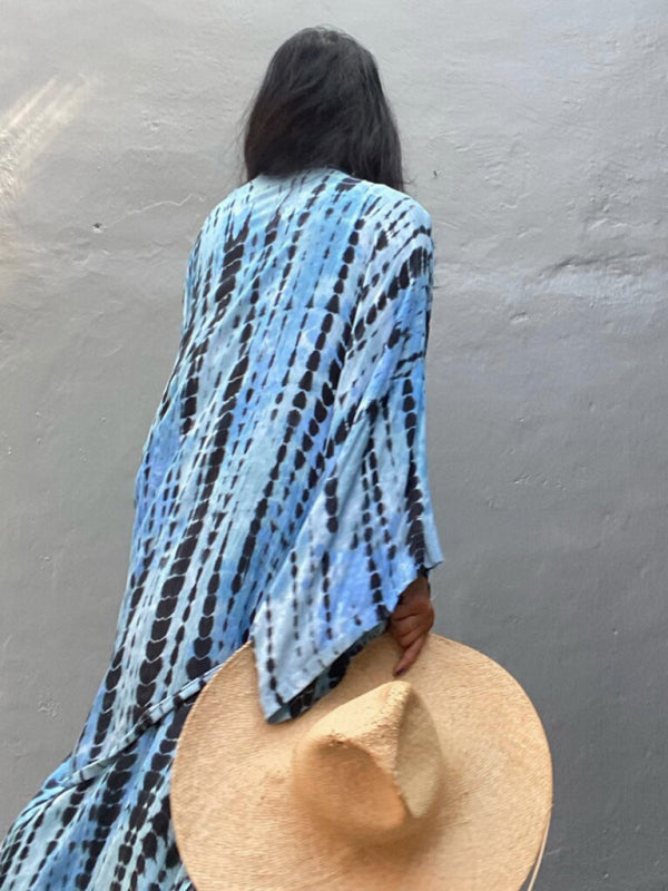 Women's Floor Length Bohemian Beach Cover Up With Tie Belt