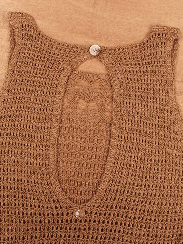 Women's Floor Length Hollow Knit Tassel Beach Cover Up