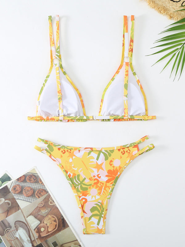 Women's Floral Print Double Strap Bikini