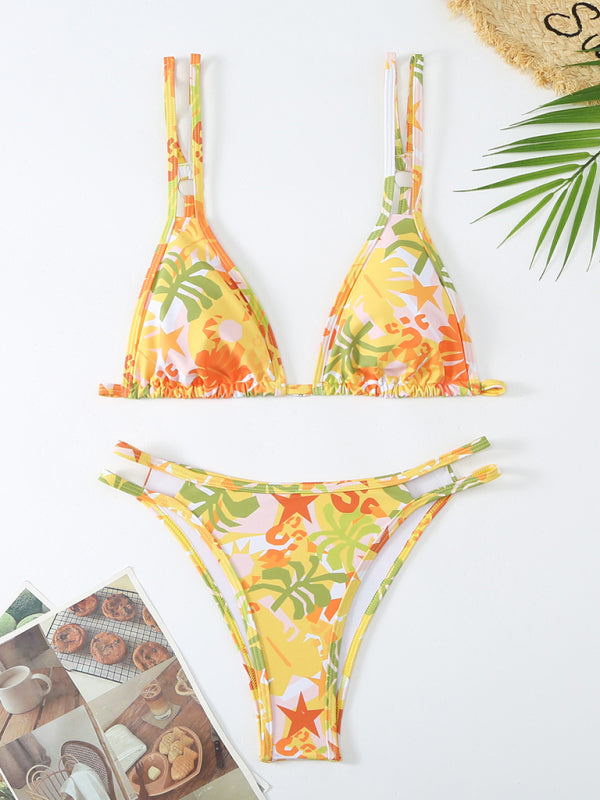 Women's Floral Print Double Strap Bikini
