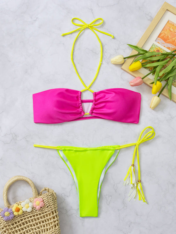 Women's Fluorescent Strappy Bikini