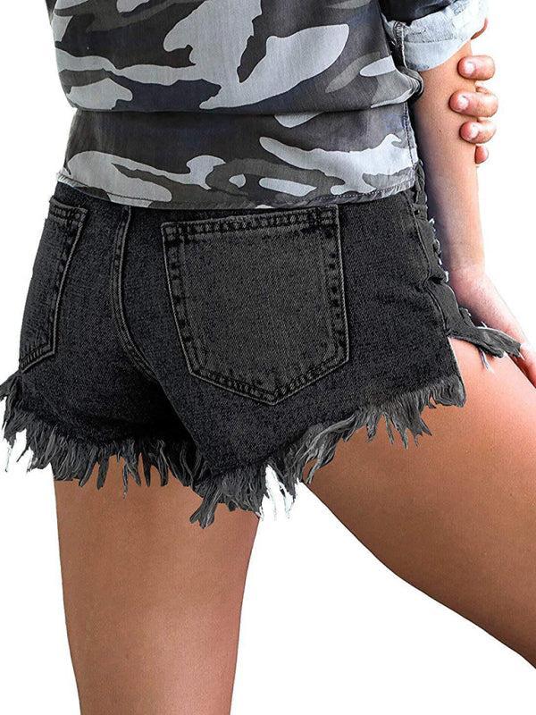 Women's Frayed Hem Denim Shorts
