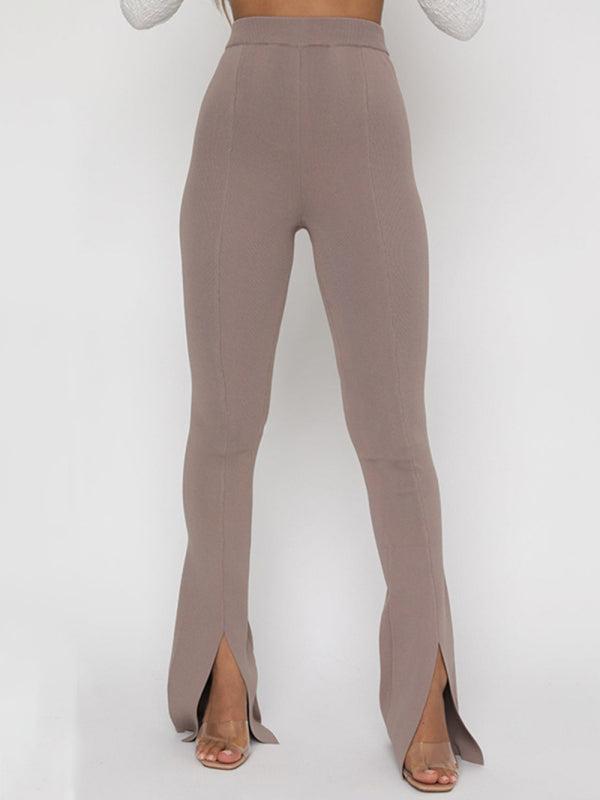 Women's Front Slit Hem Flare Trousers