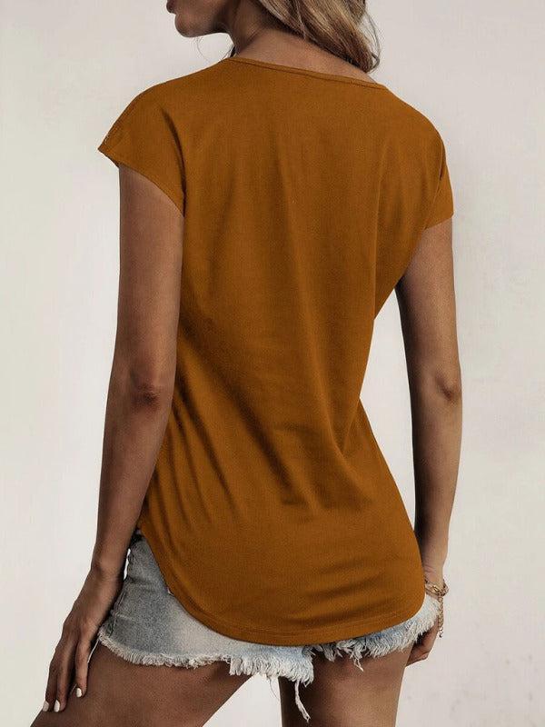 Women's Half Zip Lace Detail Short Sleeve Top