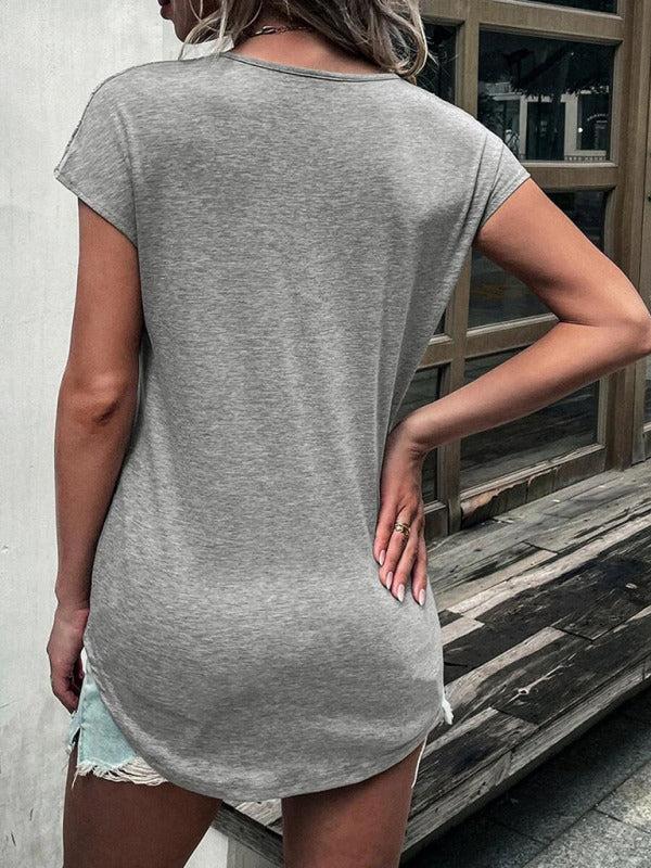 Women's Half Zip Lace Detail Short Sleeve Top