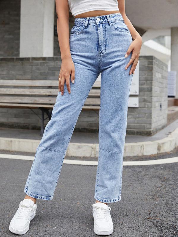 Women's High Waist Straight Leg Jeans