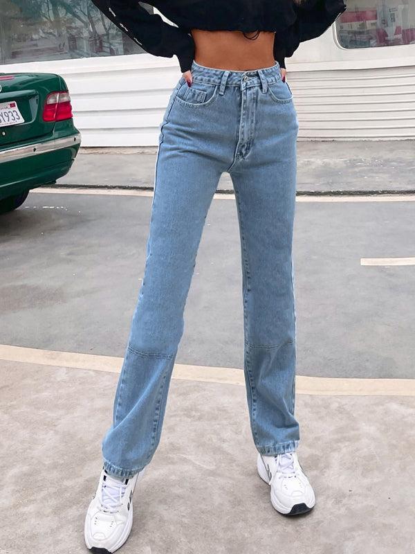Women's High Waist Straight Leg Jeans