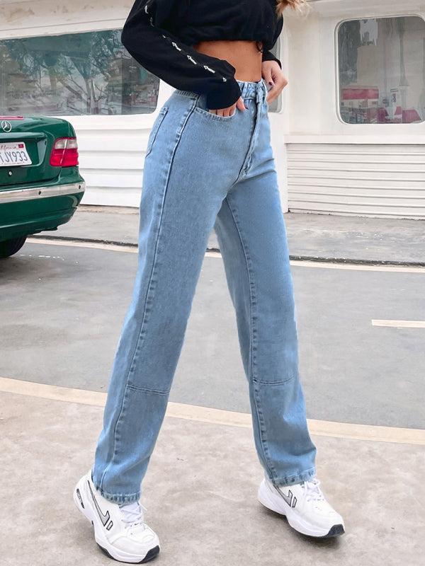 Women's High Waist Straight Leg Jeans