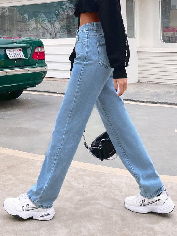 Women's High Waist Straight Leg Jeans