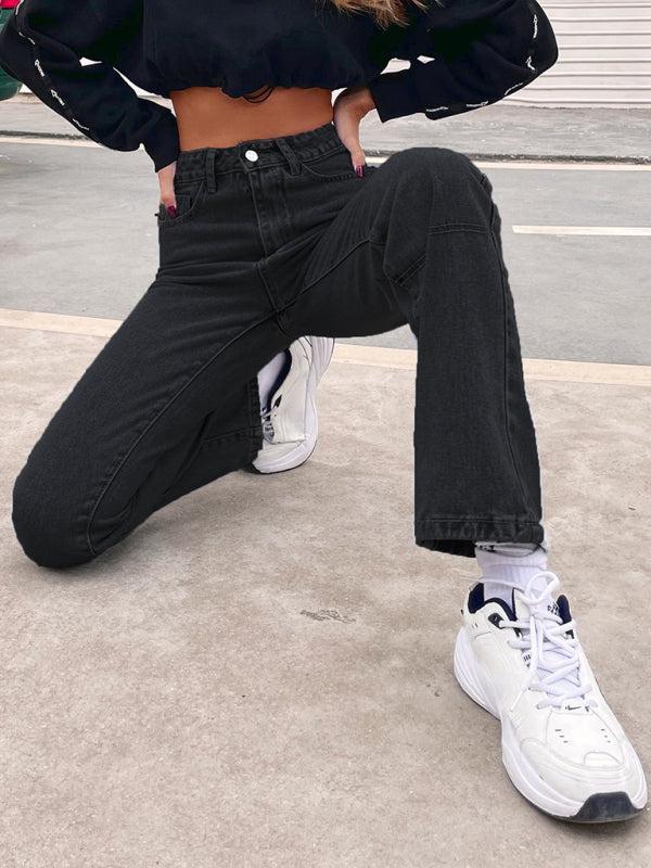 Women's High Waist Straight Leg Jeans