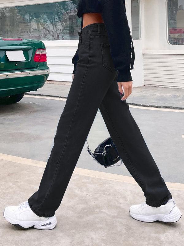 Women's High Waist Straight Leg Jeans