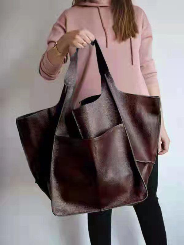 Women's Large Soft PU Leather Shoulder Tote Bag