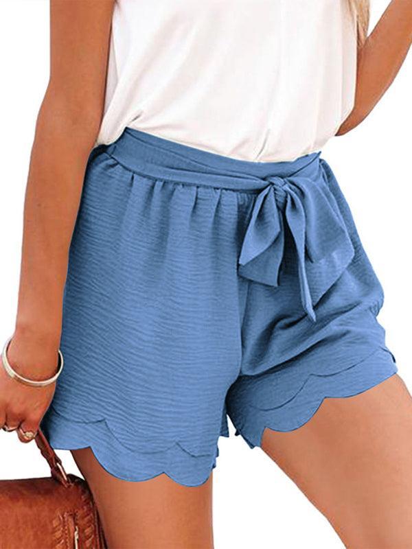 Women's Layered Petal Shorts With Tie Waist