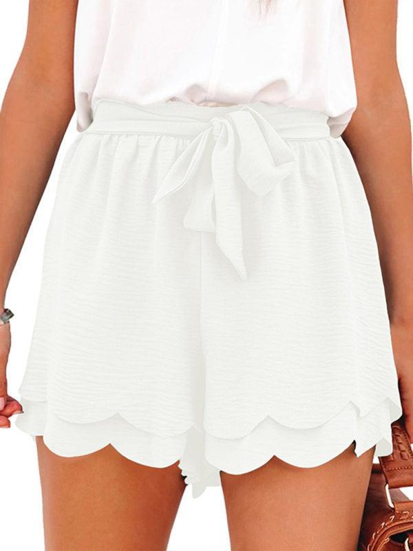 Women's Layered Petal Shorts With Tie Waist