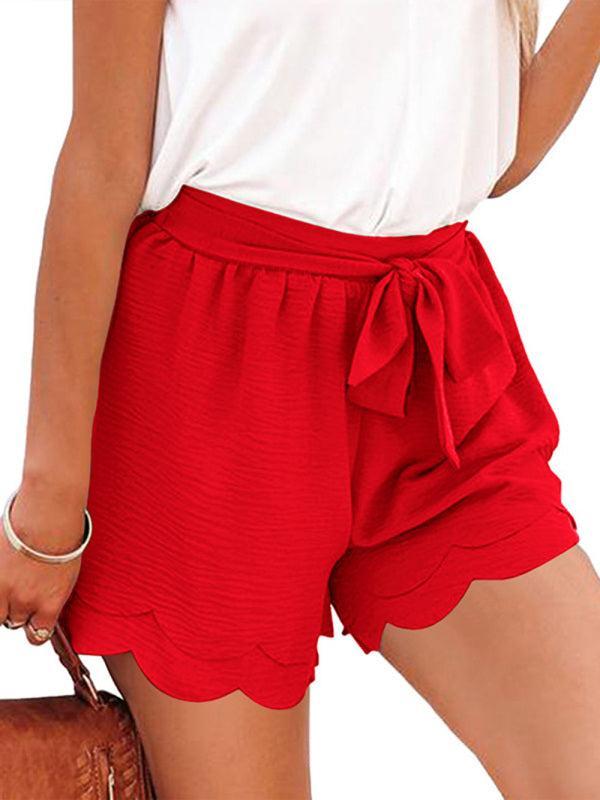 Women's Layered Petal Shorts With Tie Waist