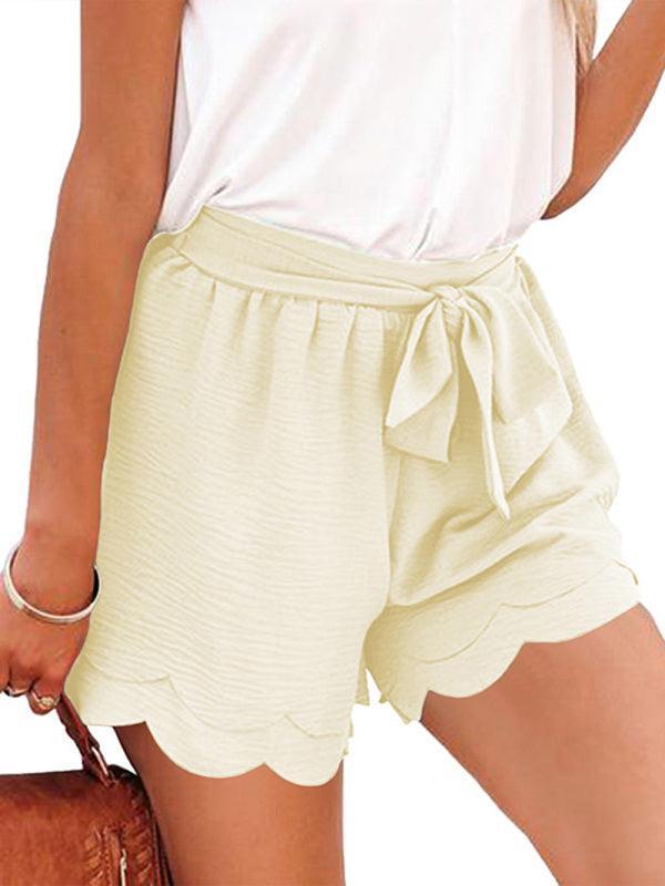 Women's Layered Petal Shorts With Tie Waist