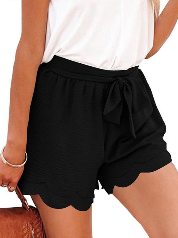 Women's Layered Petal Shorts With Tie Waist
