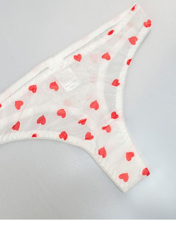 Women’s mesh heart print lingerie set – cute and sheer romantic underwear