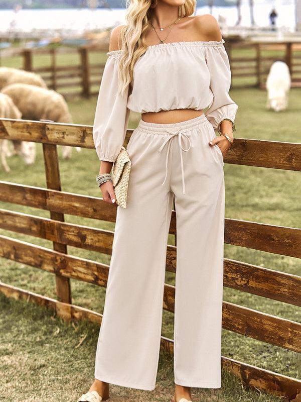 Women's Off The Shoulder Gypsy Top And Trousers Coord Set
