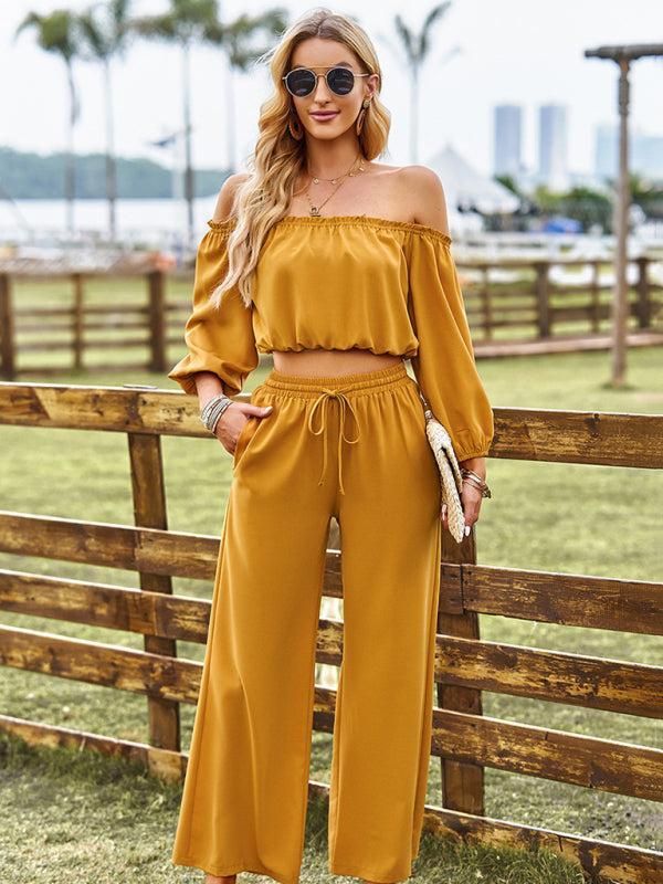 Women's Off The Shoulder Gypsy Top And Trousers Coord Set