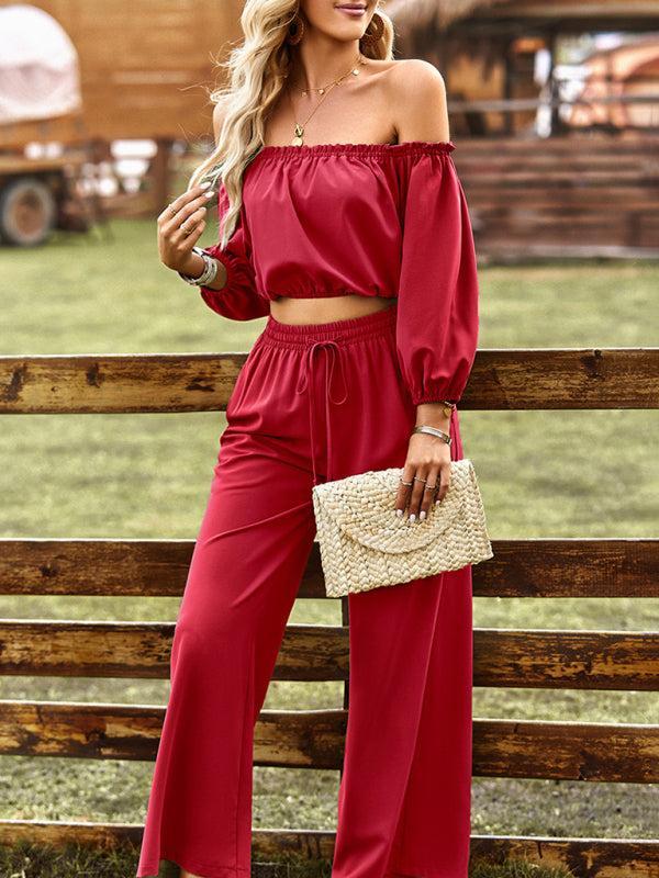Women's Off The Shoulder Gypsy Top And Trousers Coord Set