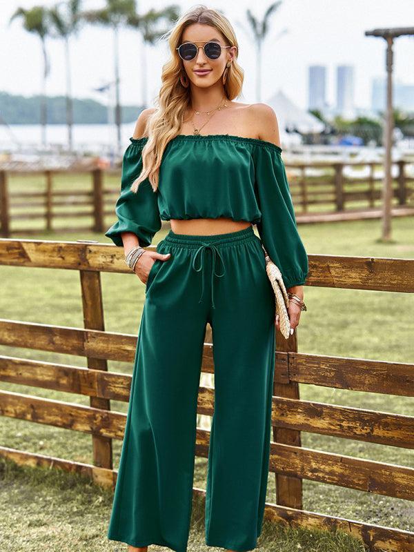 Women's Off The Shoulder Gypsy Top And Trousers Coord Set