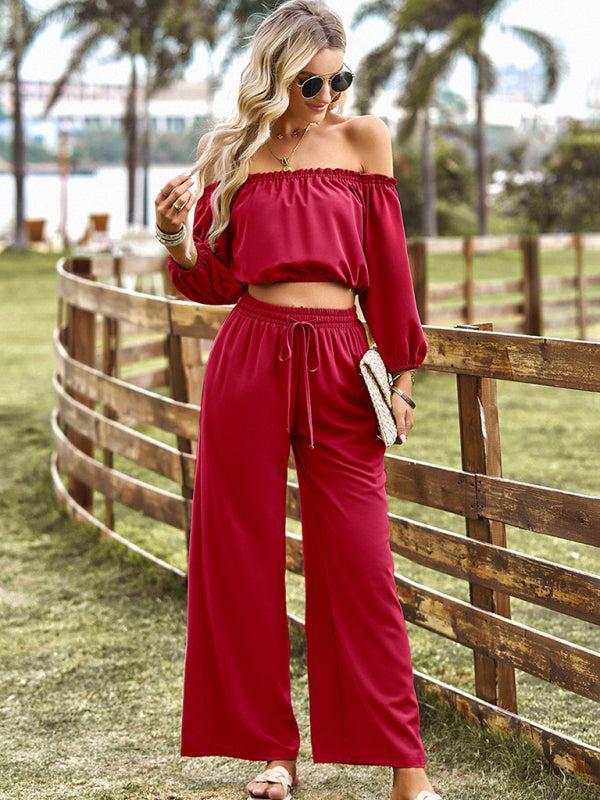 Women's Off The Shoulder Gypsy Top And Trousers Coord Set