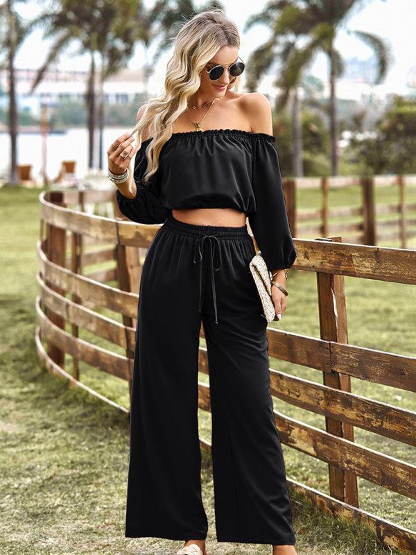 Women's Off The Shoulder Gypsy Top And Trousers Coord Set