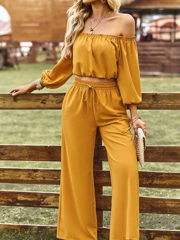 Women's Off The Shoulder Gypsy Top And Trousers Coord Set