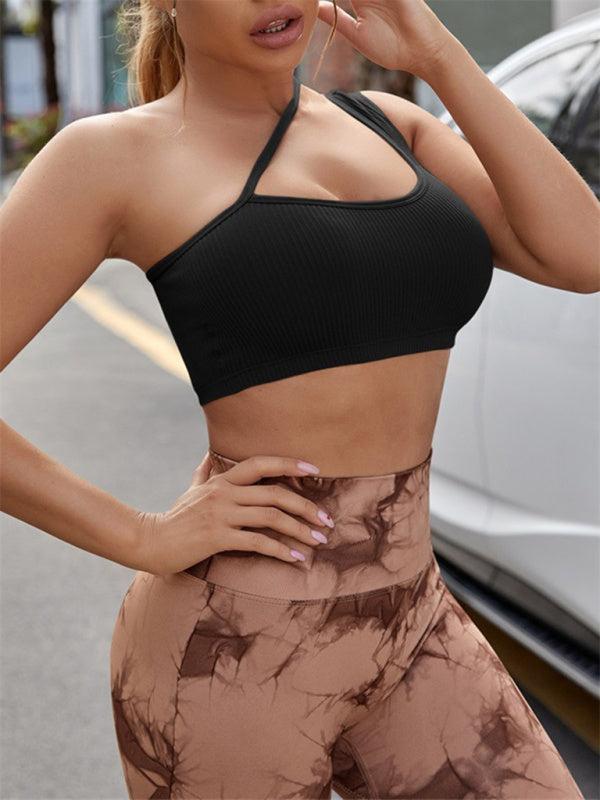 Women's One Shoulder Sports Bra with Cut Out Detail