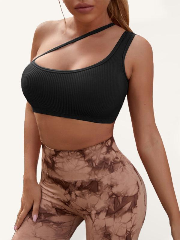 Women's One Shoulder Sports Bra with Cut Out Detail